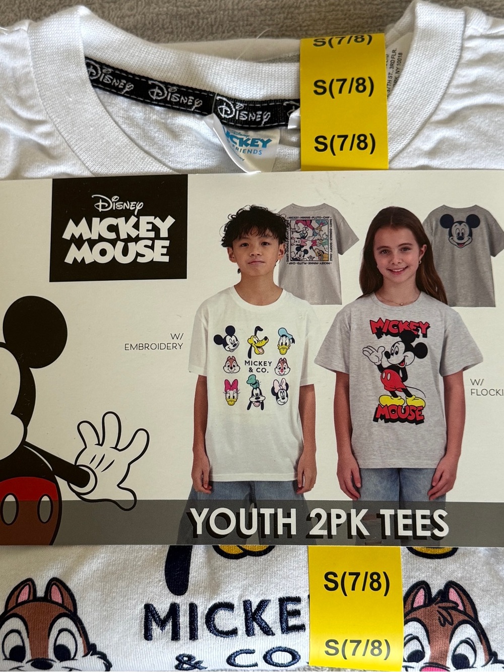Disney Mickey Mouse Youth 2 Pack Tees, Small (7/8)